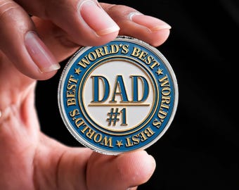 World’s Best Dad #1 Metal Coin, Father Appreciation Challenge Coin, Gift for Dad Keepsake, Father’s Day Collectible Coin