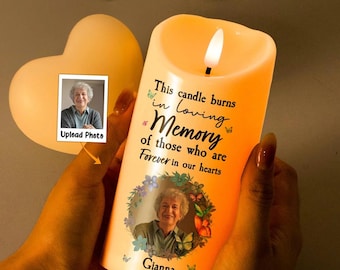 Vela con foto y texto personalizados, regalo conmemorativo personalizado con batería o USB, recuerdo único para tus seres queridos.