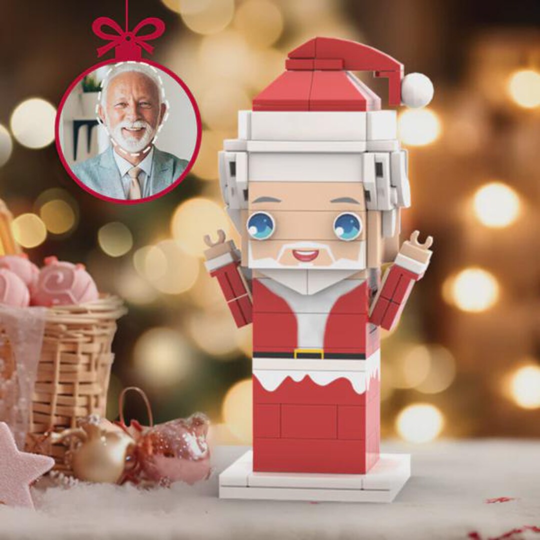 Santa Brick Custom Head Santa Brick Figures – Personalized Christmas Block Toy ...