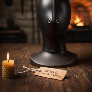 Leather Hood With Neck Corset, Lacing Back, Adjustable