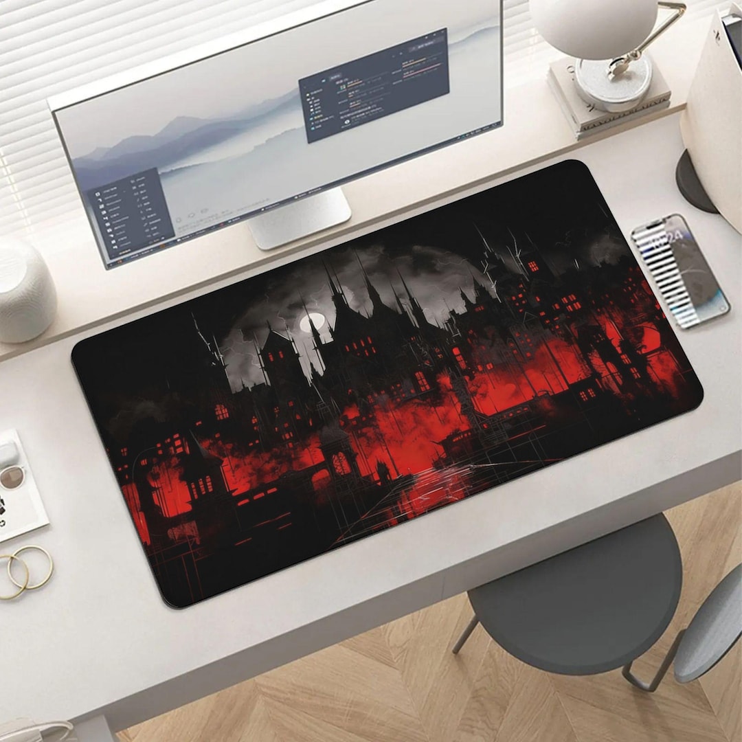 Gothic Castle Extended Mouse Pad – Horror Fantasy Gaming Desk Mat, Dark ...