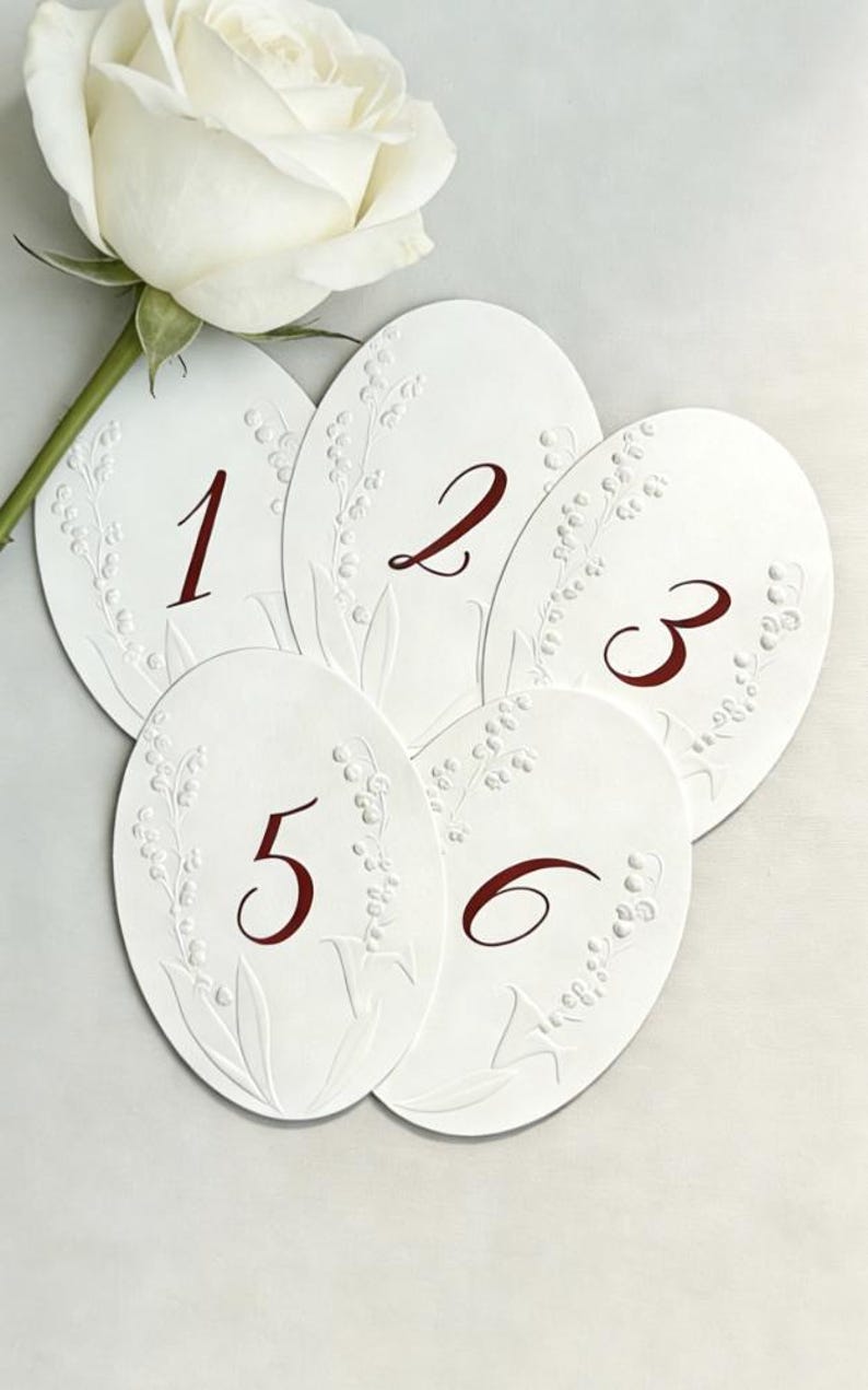 Embossed Lily of the Valley Wedding Table Numbers, Set of 10 - Etsy