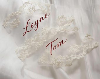 Personalized Lace Wedding Place Cards, Romantic Lace Table Decor, Elegant Wedding Place Settings, French Wedding Decor, Set of 10