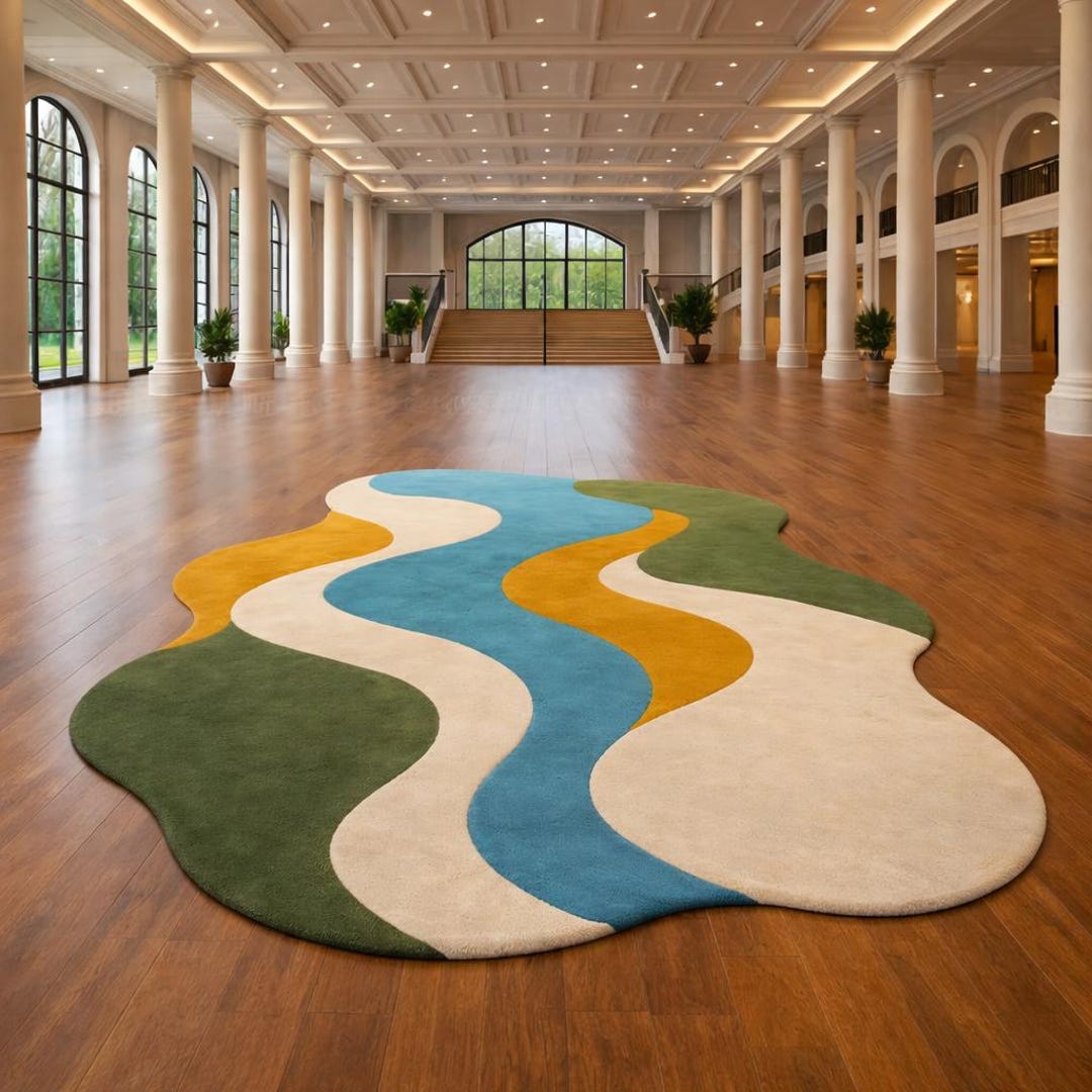 Irregular Abstract Area Rug Abstract Wavy Area Rug, Modern Multicolor Irregular Carpet - Etsy