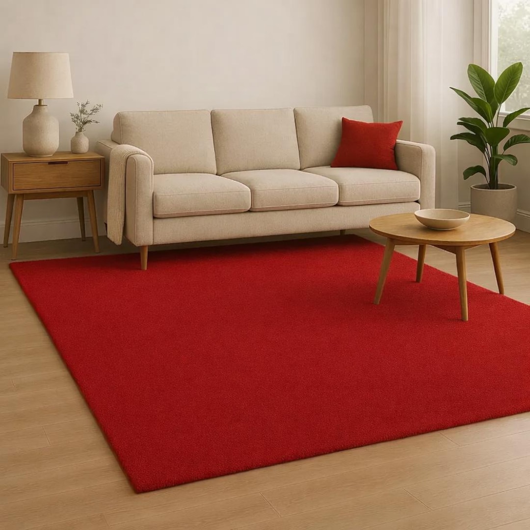 Simple Rug Red Solid Red Area Rug, Modern Minimalist Soft Carpet - Etsy