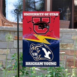 Personalized House Divided Hearts United Garden Flag, Custom Sport Team College Yard Flag, Football Welcome Sign, Game Day Decor