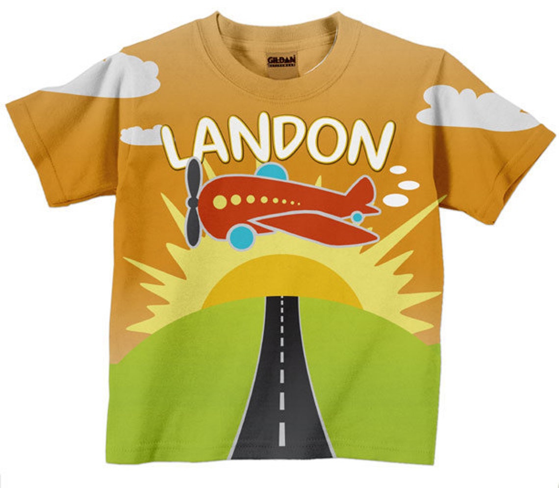 Personalized Boy's Tshirt Airplane Name Toddler Tee Etsy