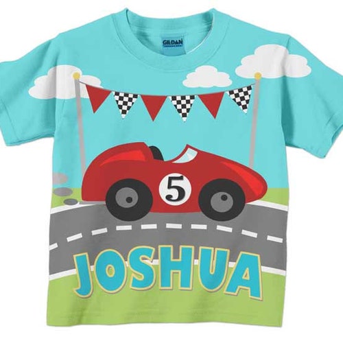 Boy's Race Car Tshirt Personalized Name Racing Birthday Etsy