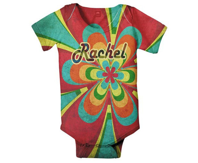 Personalized Baby Girl/'s Snapsuit Rainbow Flower Bodysuit