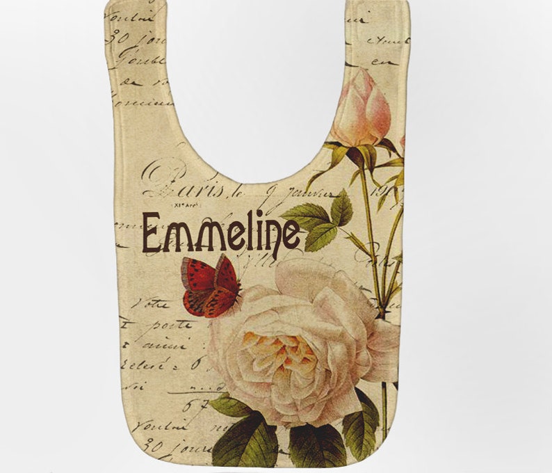 Girl#39;s Personalized Baby Bib Roses Fresno Mall French Gi store