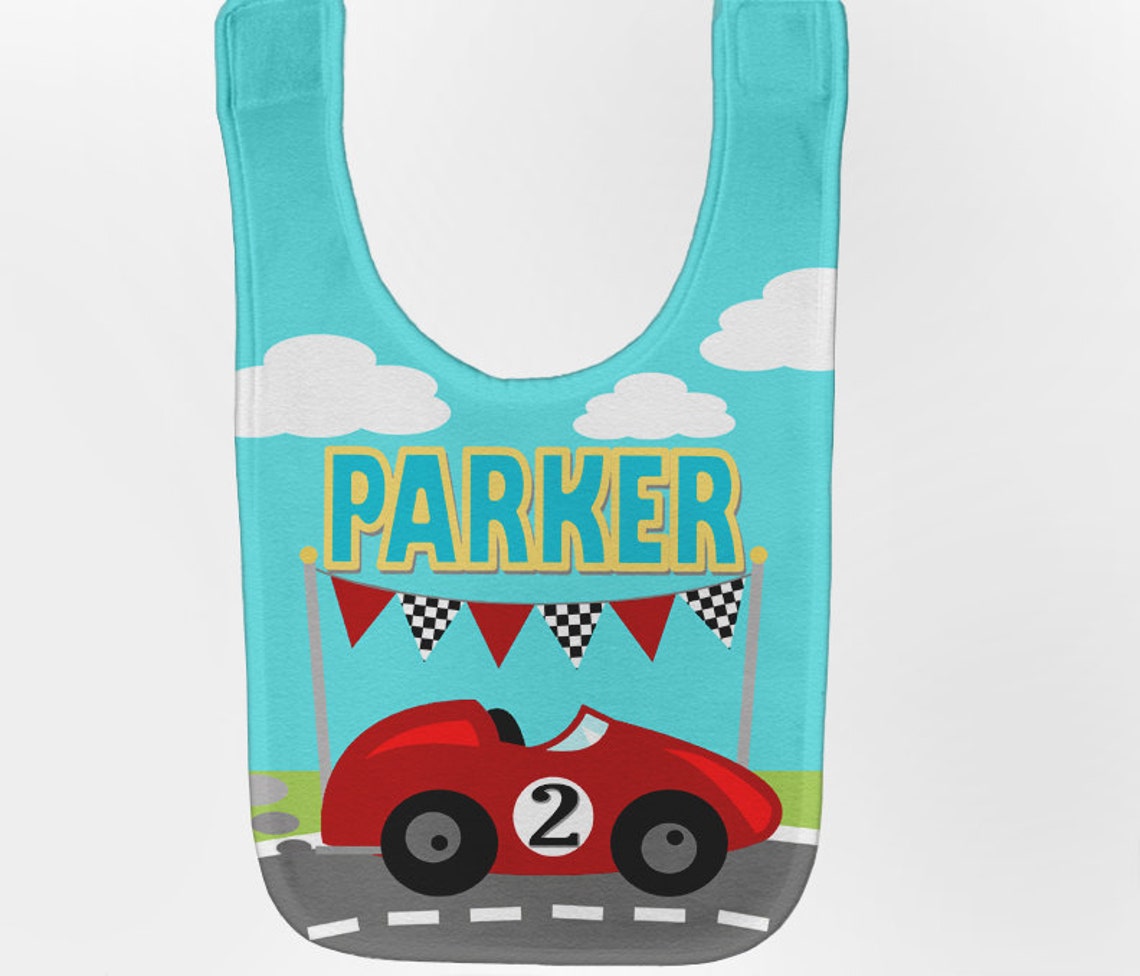 Race Car Baby Bib Personalized Baby Bib Baby Boy Racing Etsy