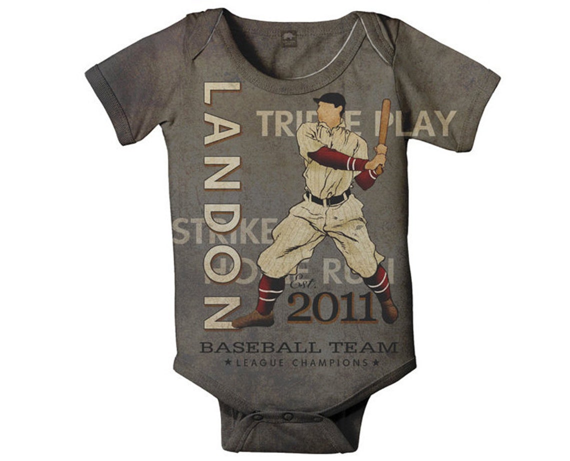 Personalized Baseball Baby Bodysuit Baby Boy Romper One Etsy