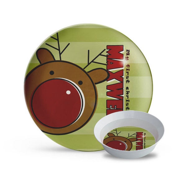 Childrens Christmas Plate and Bowl Set First Christmas Plate Etsy