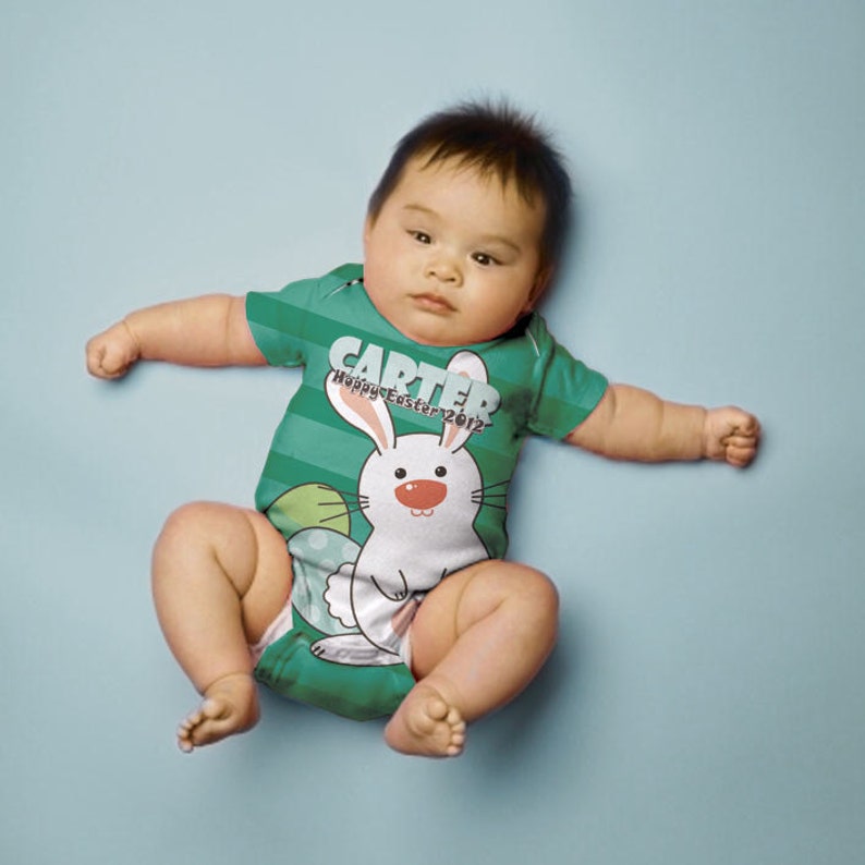 Infant Easter Bunny Snap-Shirt Romper Baby Boy 1st Easter Oufit First Easter Baby Romper Personalized Boy/'s Easter Shirt