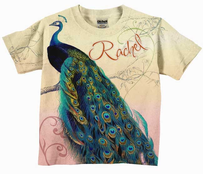 Girls Peacock T-Shirt, Personalized Shirt, Custom Children's Clot…