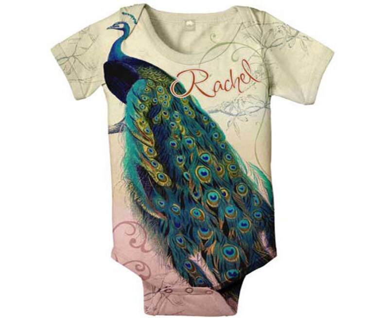 Peacock Baby Girl Bodysuit Personalized Girl Infant Romper Etsy