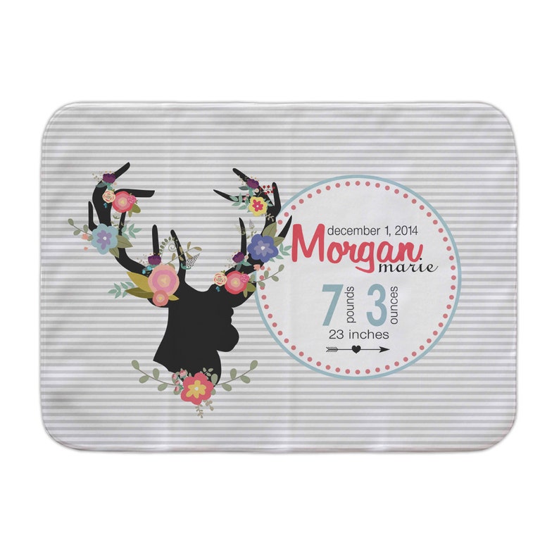 Personalized Baby Blanket Floral Deer Antler Custom Etsy