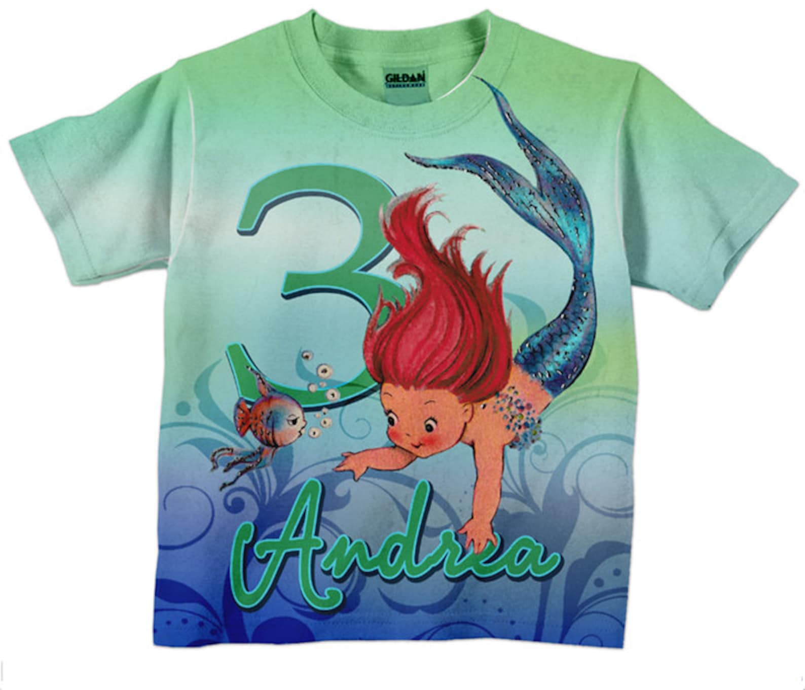Mermaid Shirt Personalized Girls Mermaid Tshirt Little Etsy