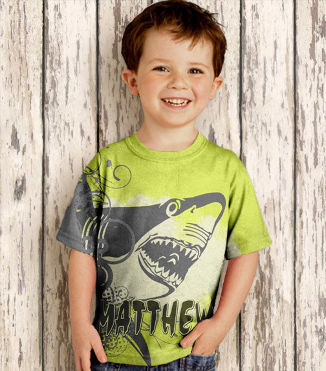 Boys Shark T Shirt Personalized Name Toddler Tee T-shirt - Etsy