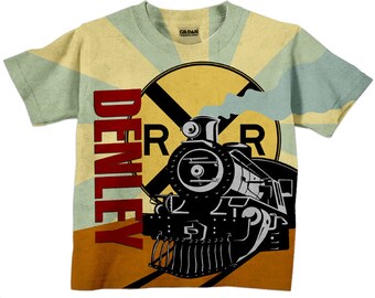 Boys Train Shirt, Personalized Birthday Steam Engine T-Shirt, Top