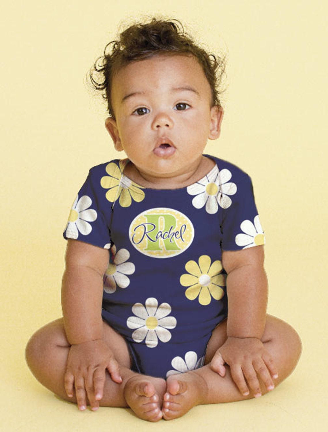 Baby Girl Bodysuit Personalized Daisy Floral Snapsuit Etsy