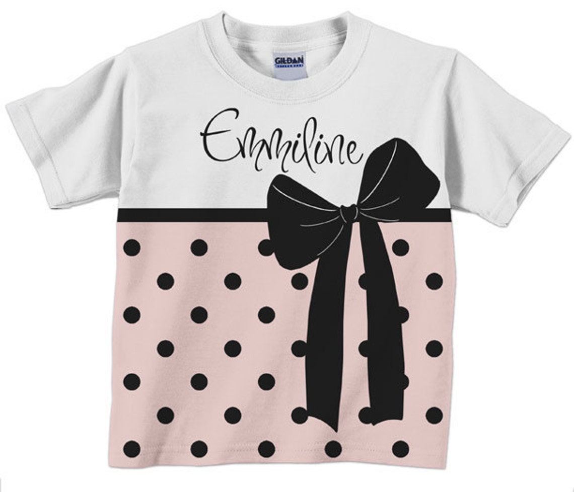 Girls Polka Dot Bow Shirt Personalized Toddler Tee Tshirt Etsy