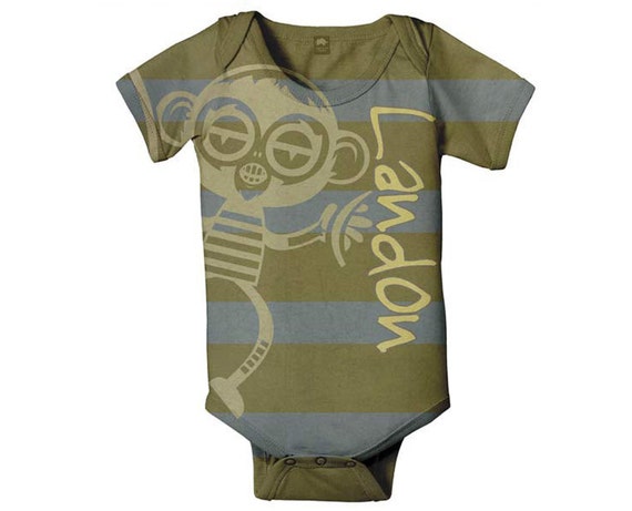 Baby Boy Bodysuit Alien Monkey Stripes Personalized Infant | Etsy