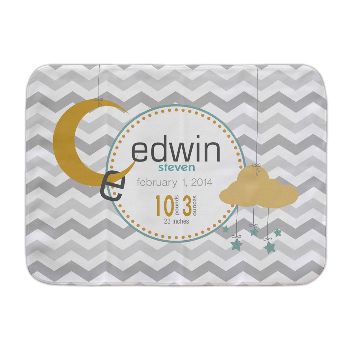 Personalized Baby Blanket Moon and Stars Grey Chevron Custom Etsy