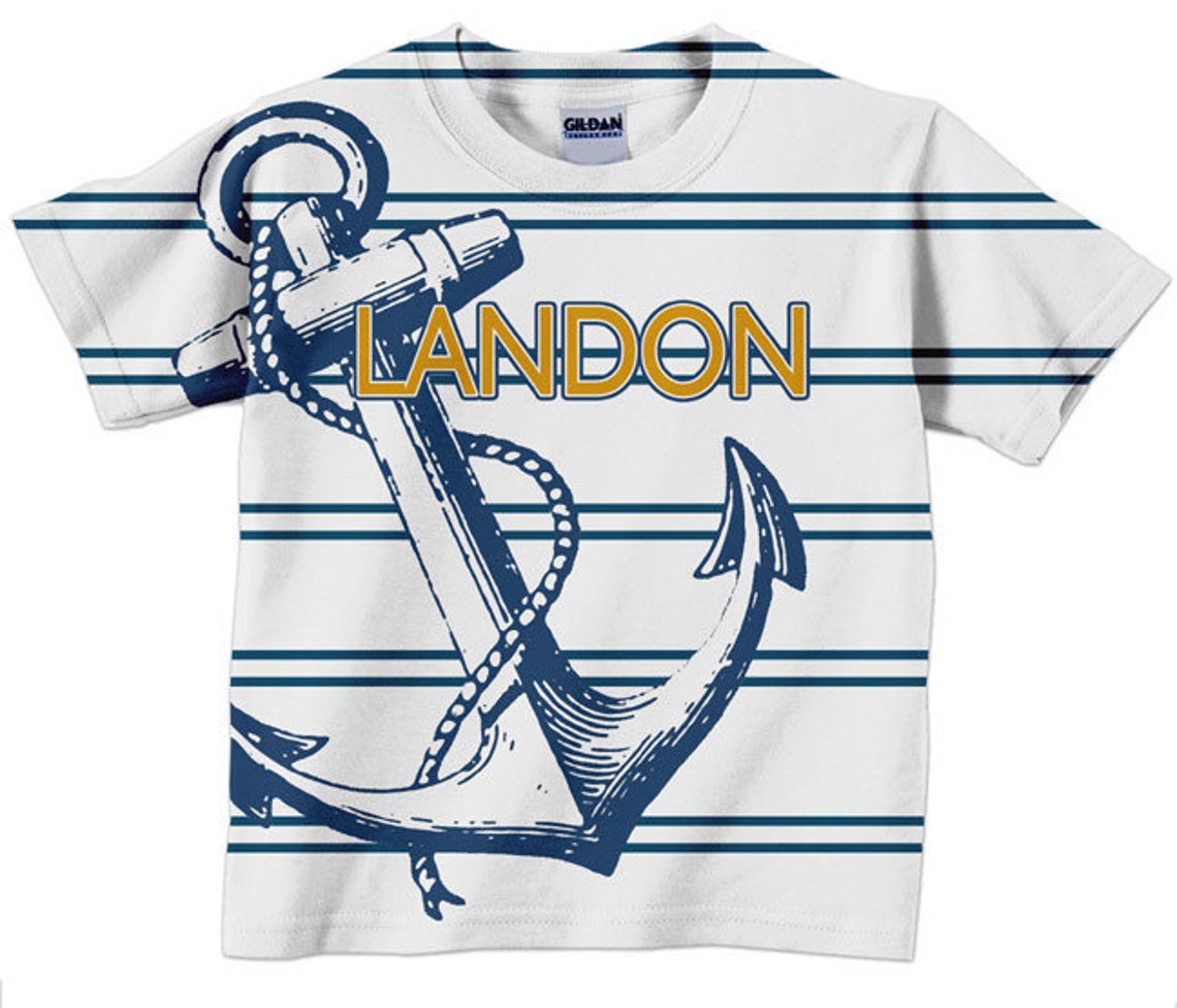Anchor Tshirt Personalized Boys Nautical Childrens Clothing Etsy