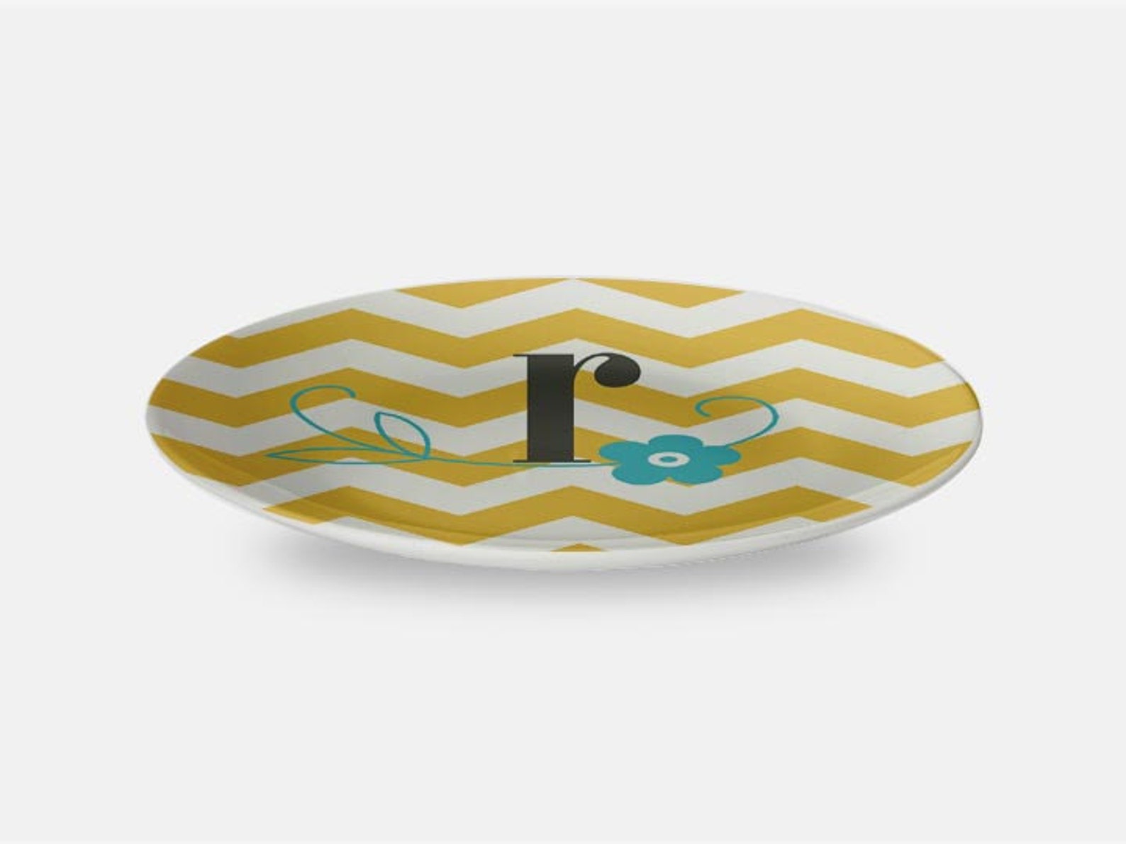 Personalized Plate Monogram Chevron Plate Personalized Etsy