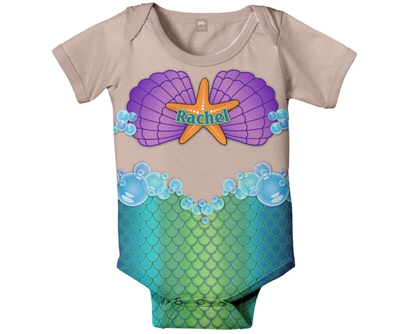 Mermaid Baby Bodysuit Personalized Girl's Baby Mermaid Etsy