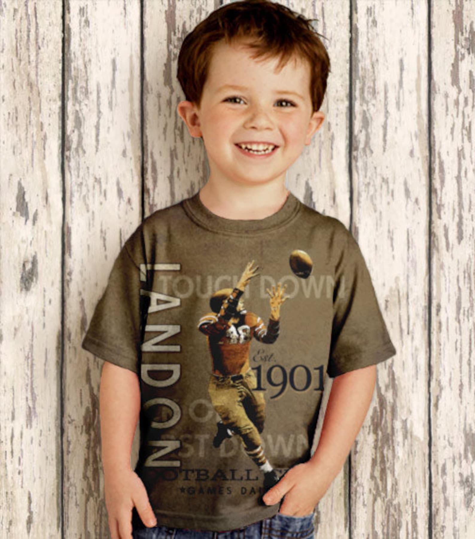 Boys Football Shirt Personalized Name Birthday Tshirt Top Etsy