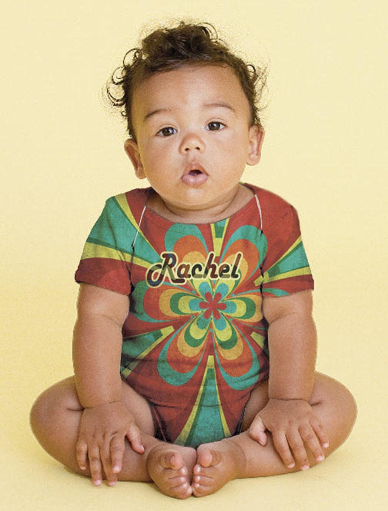 Personalized Baby Girl/'s Snapsuit Rainbow Flower Bodysuit