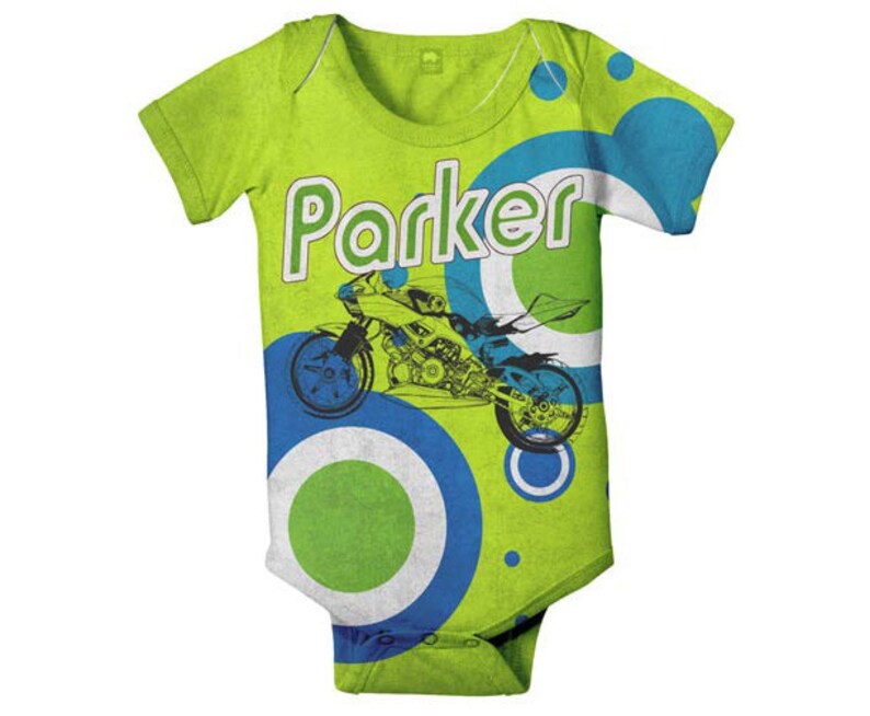 Baby Boy Motorcycle Bodysuit Personalized Custom One Piece Etsy
