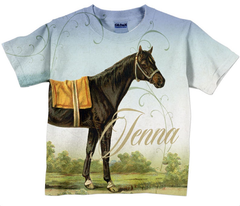 Girls Horse Tshirt Personalized Equestrian Shirt Top Etsy
