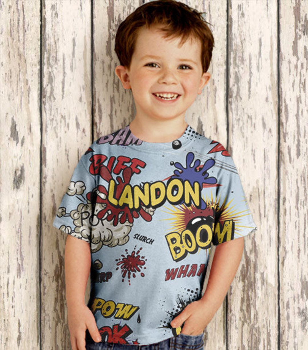 Personalized Boys Shirt Comic Boom Pow Superhero Birthday - Etsy