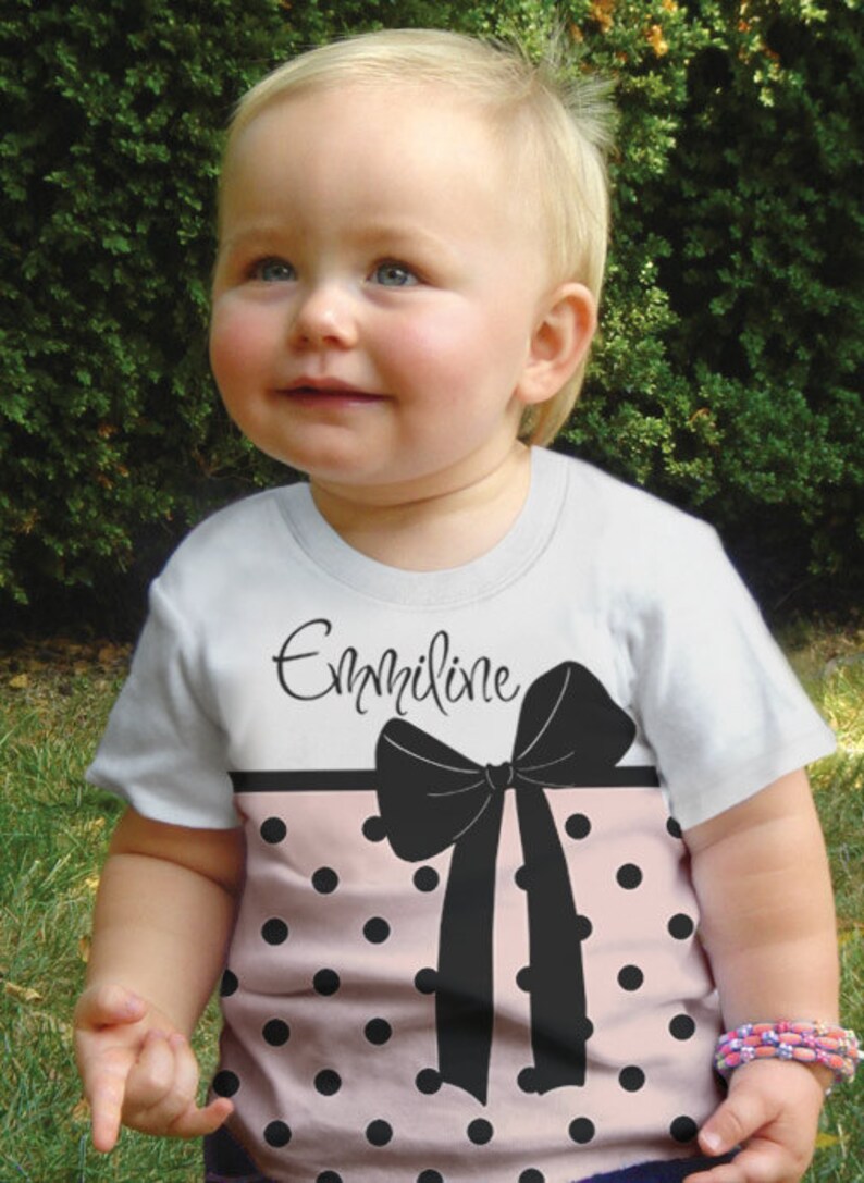 Girls Polka Dot Bow Shirt Personalized Toddler Tee Tshirt Etsy