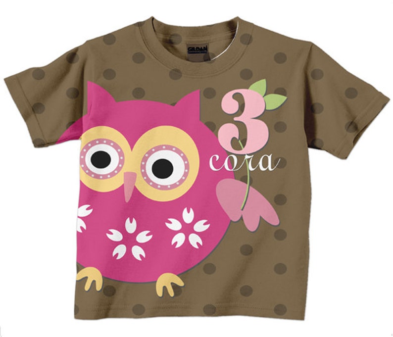 Girl's Owl Shirt Personalized Pink Owl Birthday Girl Etsy