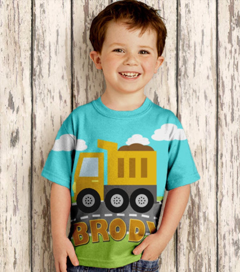 Personalized Dump Truck Birthday Shirt Boys Construction Etsy