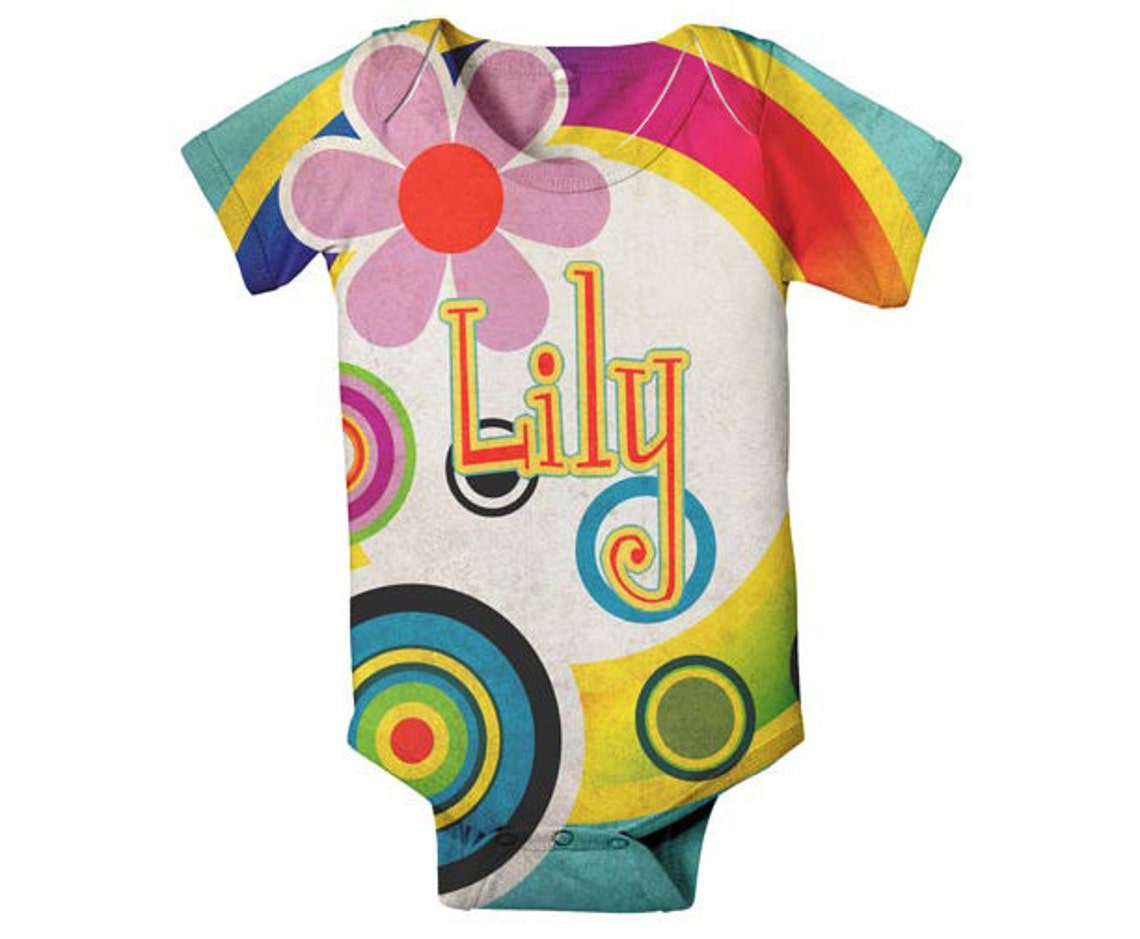 Personalized Baby Bodysuit Mod Circles Custom Girls Onepiece Etsy