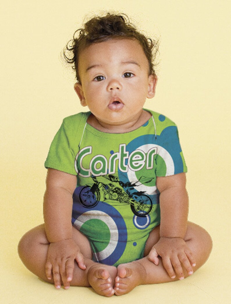 Baby Boy Motorcycle Bodysuit Personalized Custom One Piece Etsy