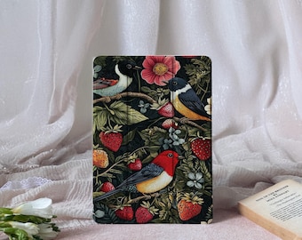Retro Bird Floral iPad Case For iPad 11/10/9/8 Gen, Air7/6/5 A16 13" 11" 10.9" Pro 12.9 Inch 2025 M4 M3 Mini6/7,iPad Case with Pencil Holder
