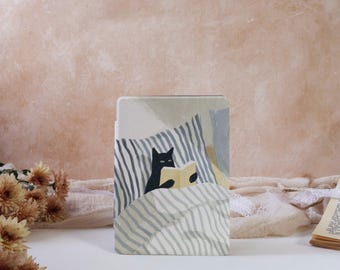 Étui Kindle Cat Reading pour Kindle 11/10e génération 6 po, Kindle Paperwhite 6,8 po. 6,8 po., étui Kobo Clara, tout nouvel étui Kindle avec réveil automatique