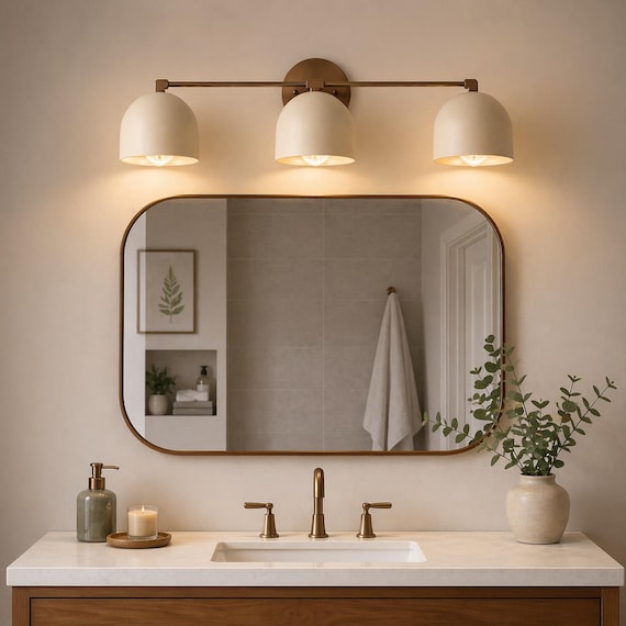 Modern Bathroom Vanity Light 3-Light Wall Sconce, Brass Wall Lamp Over Mirror, Minimalist Bathroom Lighting Fixture, Vanity Light Decor