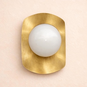 design wall lamp in Antique Brass and Opal Glass, Mid-Century Modern Style