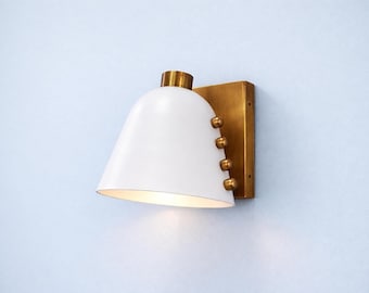 Mid Century Modern Brass Cone Sconce | Minimalist Wall Light, Ambient Home Decor