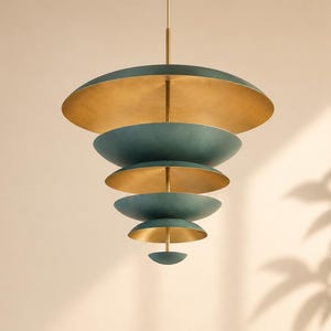 Lámpara de araña italiana Sputnik grande – Lámpara de techo de latón, colgante vintage Cosmic Regolith, iluminación moderna de mediados de siglo para sala de estar y comedor.