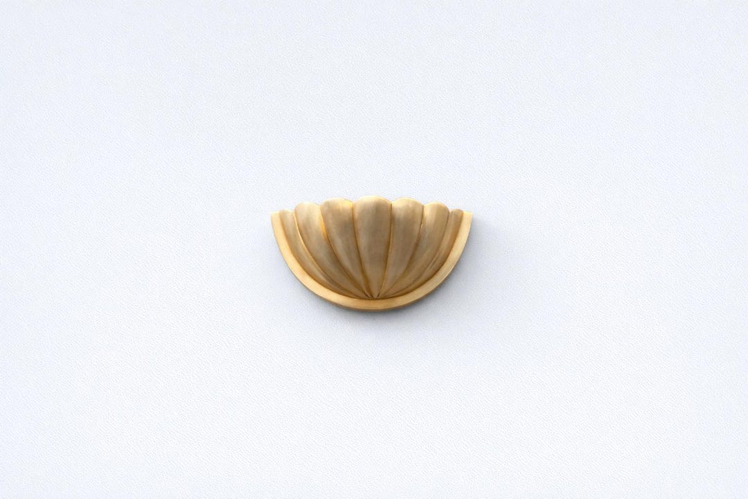Art Deco Scallop Shell Wall Sconce, Brushed Brass Half Moon Light ...