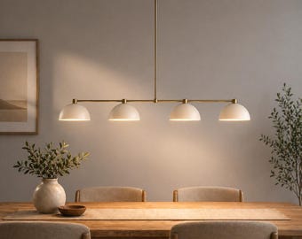 Lámpara de techo colgante moderna de 8 luces, lineal, de latón natural, estilo mediados de siglo, para comedor.