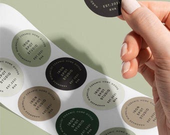 Logotipo empresarial personalizado, pegatinas redondas. Etiquetas comerciales y etiquetas postales.